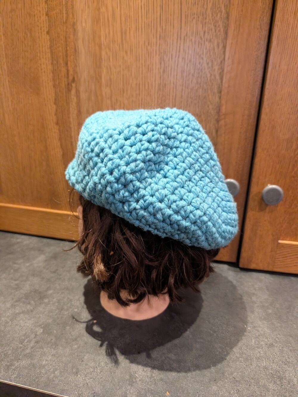 Handmade Beret Crochet Turquoise Blue Hat Women's Onesize Hat